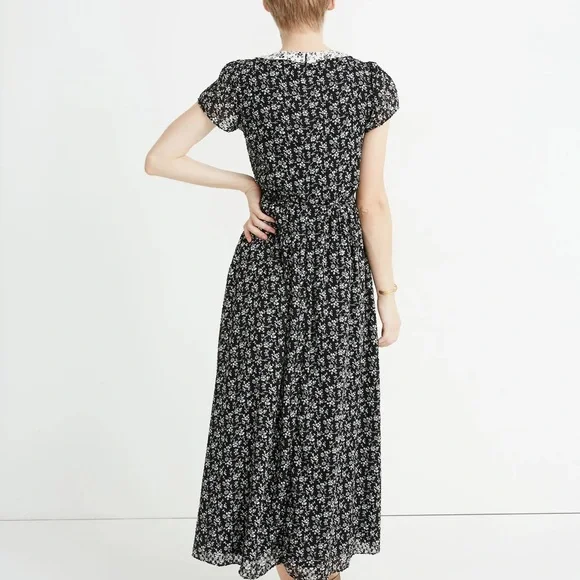 Madewell sheer puff sleeve dress in Branch Floral Black small 4 - Picture 3 of 8